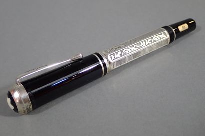 MONTBLANC. Black and silver resin fountain...