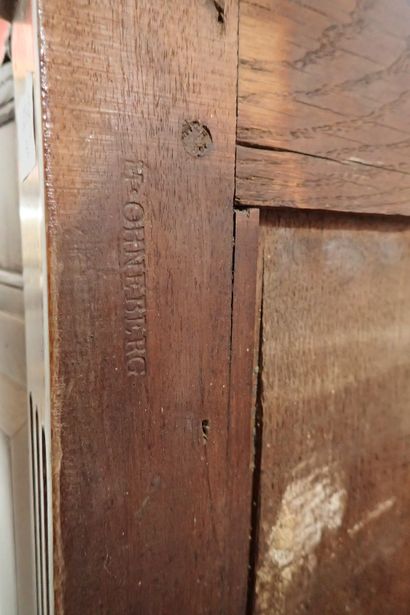 Large mahogany and mahogany veneer half-moon...