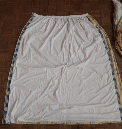 Two pairs of large curtains in yellow and...