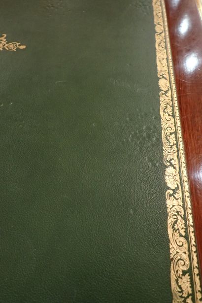 Mahogany and mahogany veneer flat desk, the...