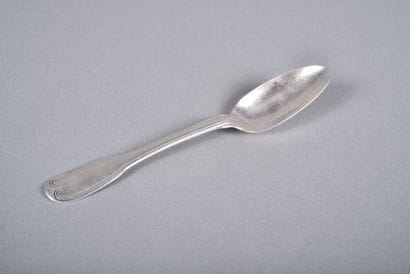 Silver table spoon, filets and contours design....