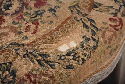 Pair of armchairs in gray beech, molded and...