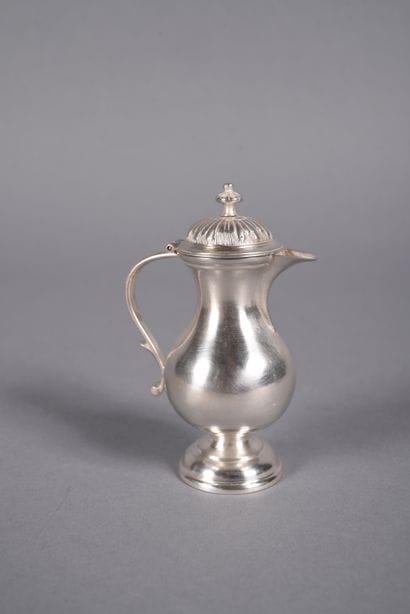 Small silver church buirette, baluster shape,...