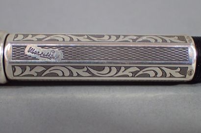 MONTBLANC. Black and silver resin fountain...
