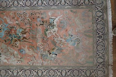 Cashmere and silk oriental rug in pink tones...