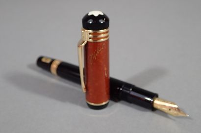 MONTBLANC. Black and orange resin fountain...