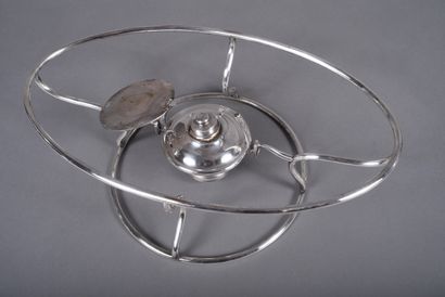 CHRISTOFLE. Silver-plated metal plate warmer,...