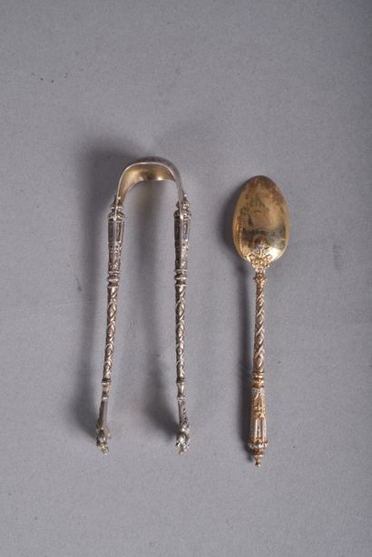 Set of 12 vermeil dessert spoons, Russian...
