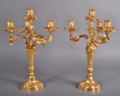 Thiébaut Frères. Pair of large gilt bronze...