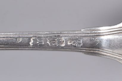 Silver table spoon, filets and baguette contours...