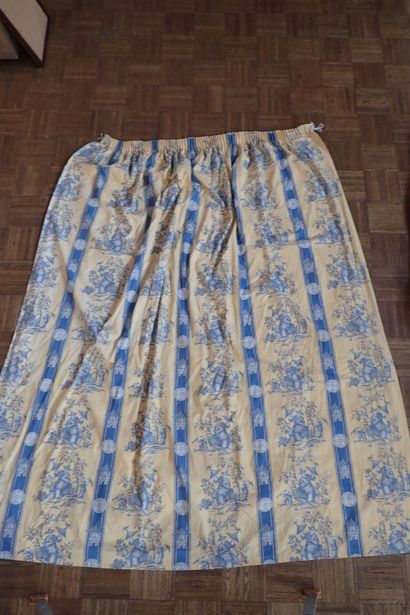 Two pairs of large curtains in yellow and...