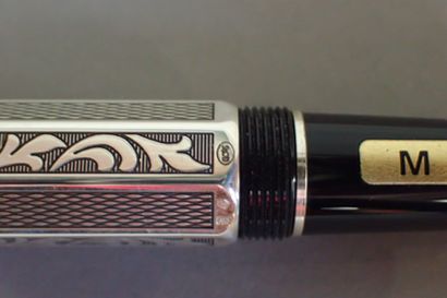 MONTBLANC. Black and silver resin fountain...