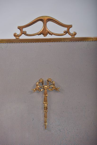 Brass fire screen with three leaves, two...