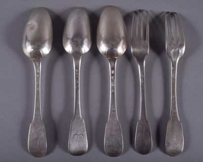 Silver flatware set including : 
- Silver...