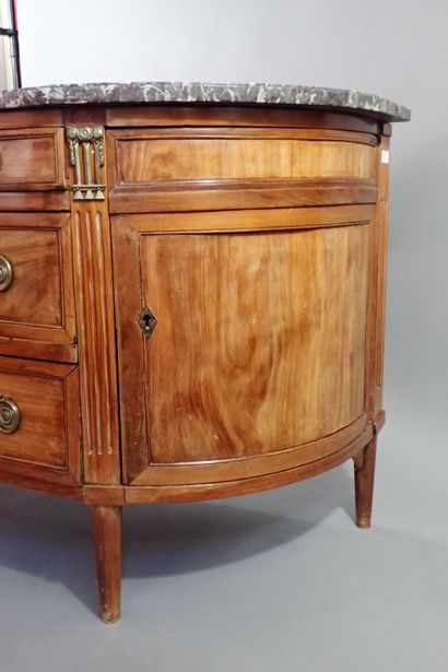 Large mahogany and mahogany veneer half-moon...