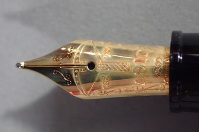 MONTBLANC. Black and orange resin fountain...