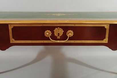 Mahogany and mahogany veneer flat desk, the...