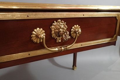 Mahogany and mahogany veneer flat desk, the...