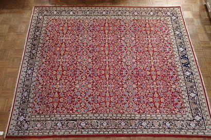 Very large Kerman wool carpet in burgundy...