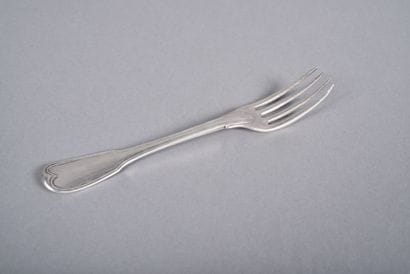 Silver table fork, filets and contours design....