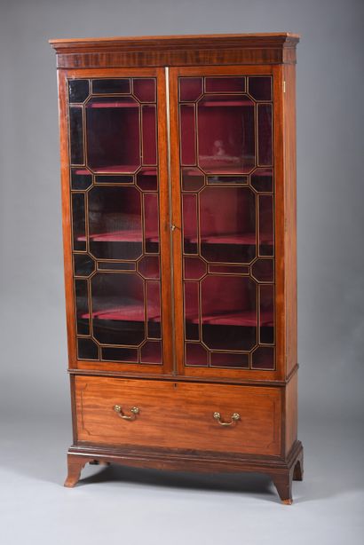 English mahogany and mahogany veneer bookcase...