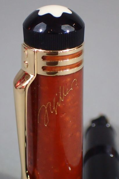 MONTBLANC. Black and orange resin fountain...