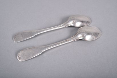 Pair of silver table spoons, filets and contours...