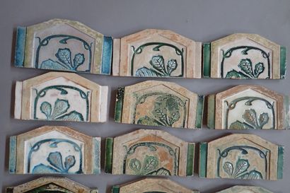Alexandre BIGOT (1862-1927). Set of 21 semi-hexagonal...