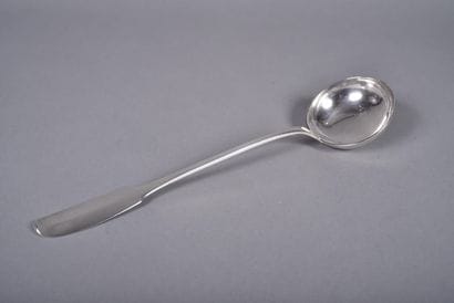 Single-flat silver ladle, spatula monogrammed...