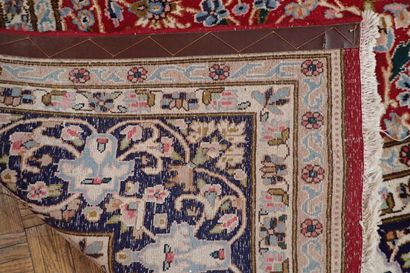 Very large Kerman wool carpet in burgundy...