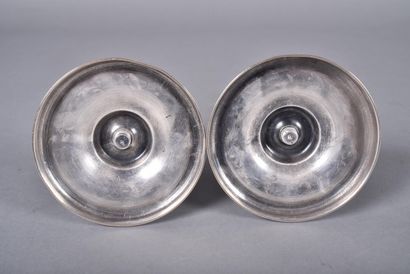 Pair of silver-plated candlesticks, with...