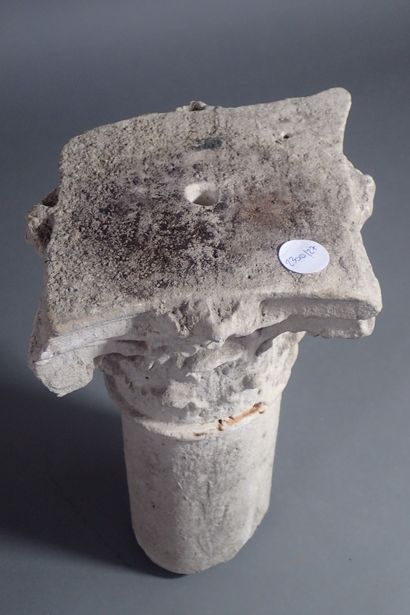 Fragment of a carved stone column with Corinthian...