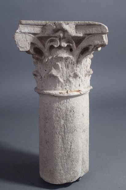 Fragment of a carved stone column with Corinthian...
