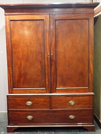Mahogany and mahogany veneer cabinet opening...