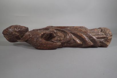Carved oak statue of a holy bishop. Work...