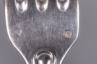 Three silver flatware pieces, baguette pattern...
