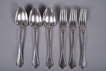 Three silver flatware pieces, baguette pattern...