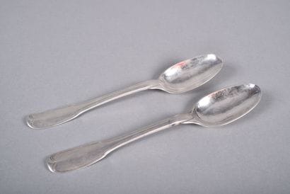 Pair of silver table spoons, filets and contours...