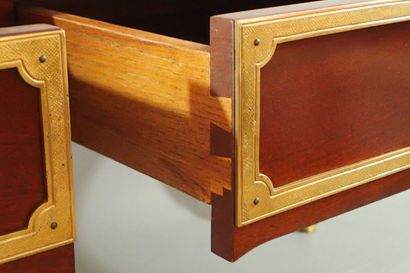 Mahogany and mahogany veneer flat desk, the...