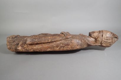 Carved oak statue of a holy bishop. Work...