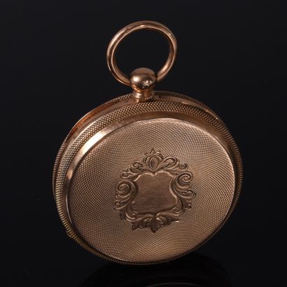 18K yellow gold gousset watch, white enameled...