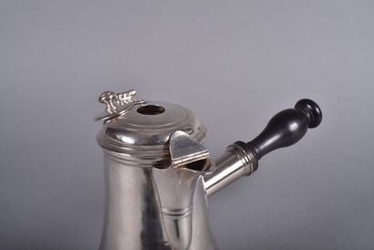 Plain silver baluster-shaped chocolatière...