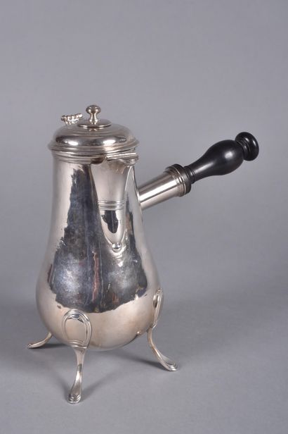 Plain silver baluster-shaped chocolatière...