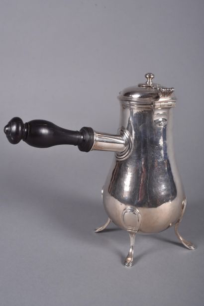Plain silver baluster-shaped chocolatière...