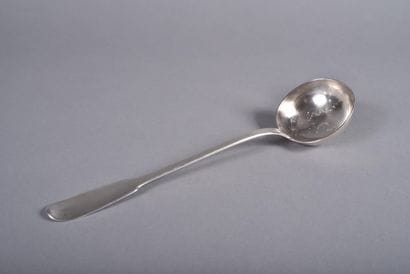 Silver ladle, uniplat model, spatula monogrammed...
