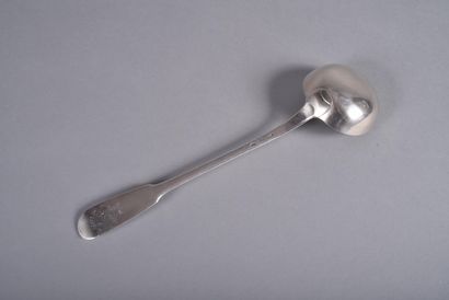 Silver ladle, uniplat model, spatula monogrammed...