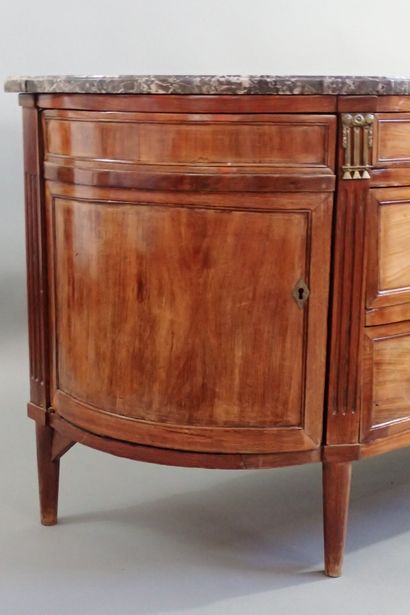 Large mahogany and mahogany veneer half-moon...