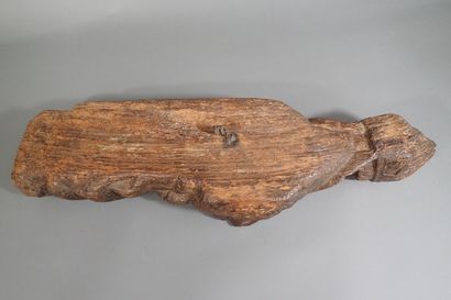 Carved oak statue of a holy bishop. Work...