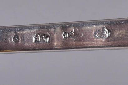 Silver ladle, uniplat model, spatula monogrammed...