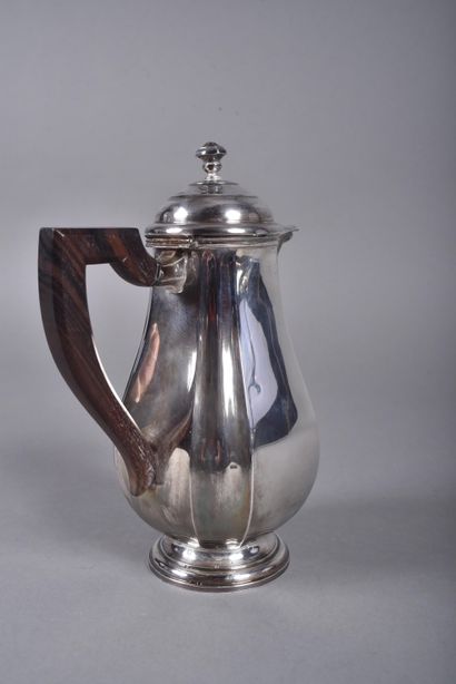 Silver coffee pot with rosewood handle. Art...